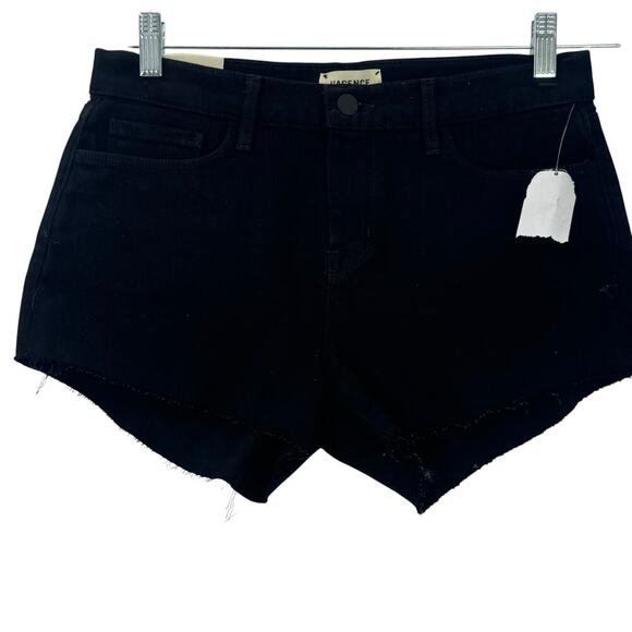 L'Agence Women's Audrey Mid Rise Shorts Raw Cut Hem Noir Black Size 26 NWT - Picture 6 of 12